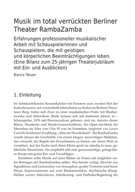 Musik Im Total Verrückten Berliner Theater Rambazamba