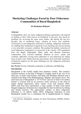 Marketing Challenges Faced by Poor Fishermen Communities of Rural Bangladesh