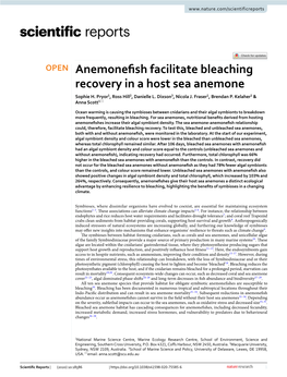 Anemonefish Facilitate Bleaching Recovery in a Host Sea Anemone