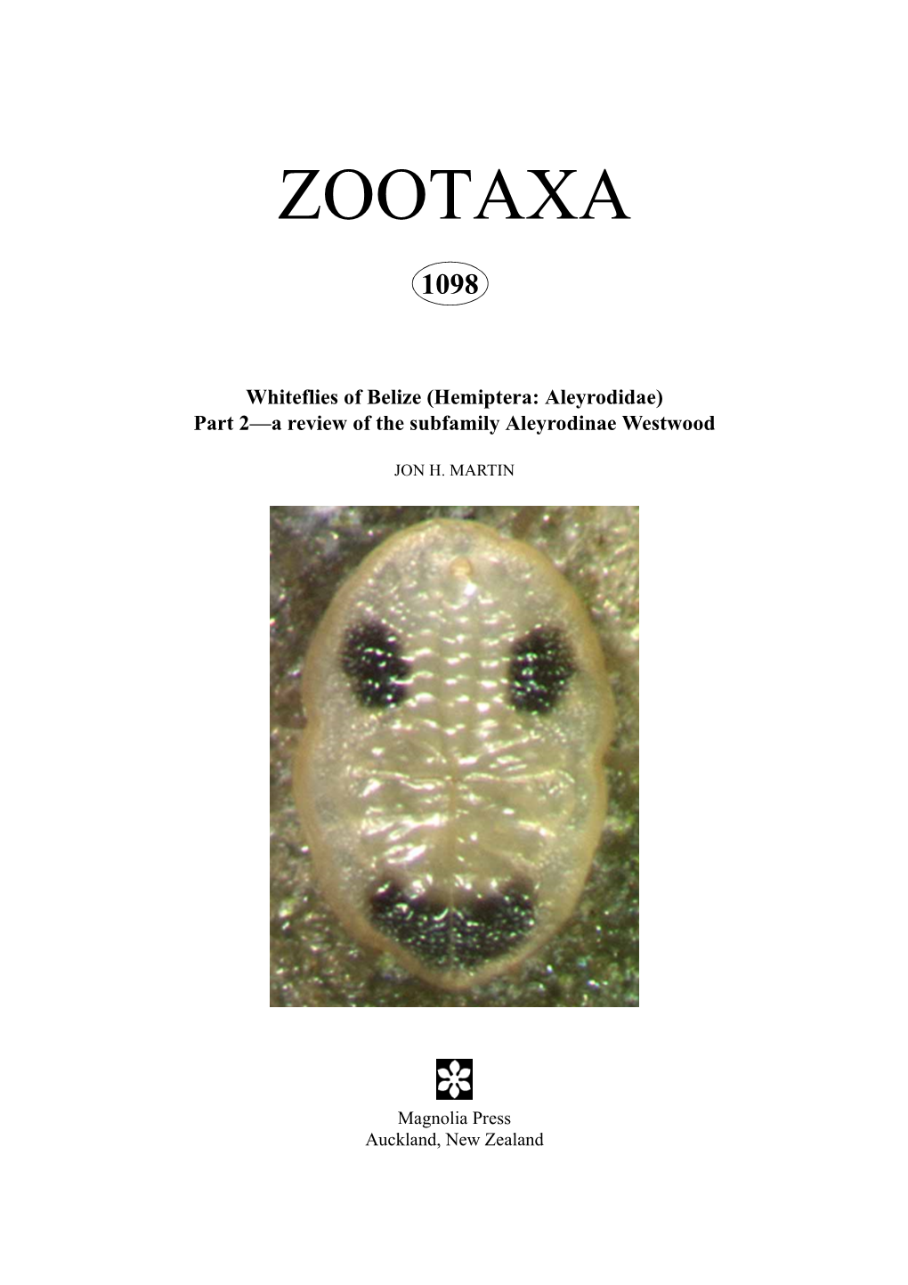 Zootaxa, Whiteflies of Belize