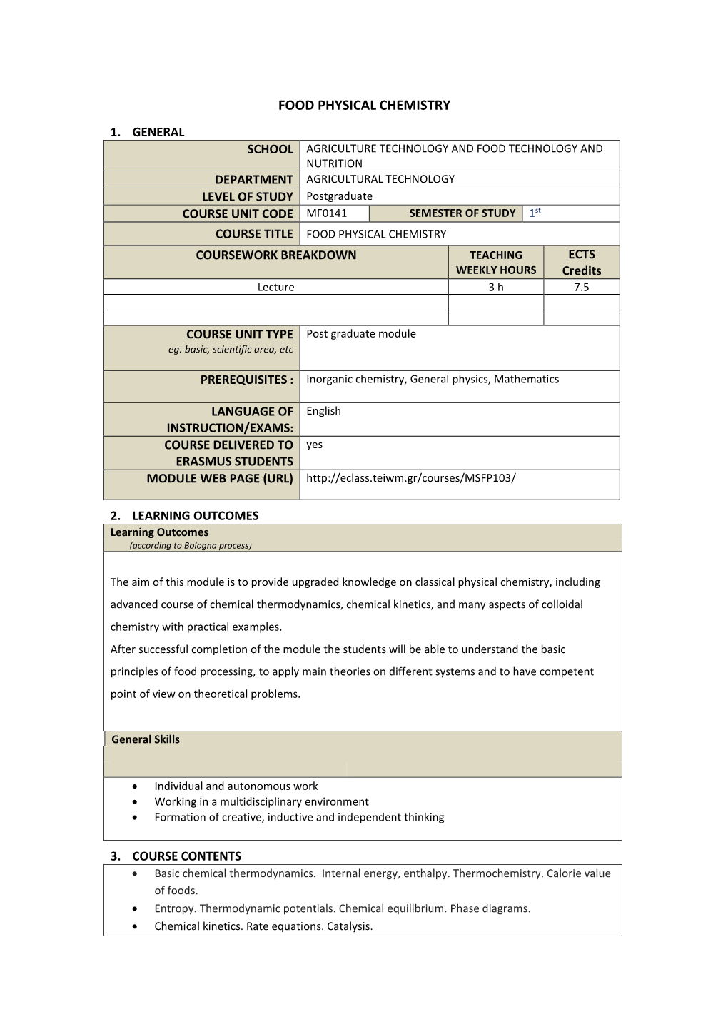 Food Physical Chemistry 1