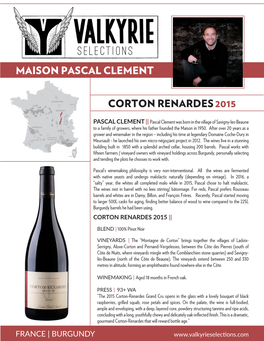 Corton Renardes2015 Maison Pascal Clement