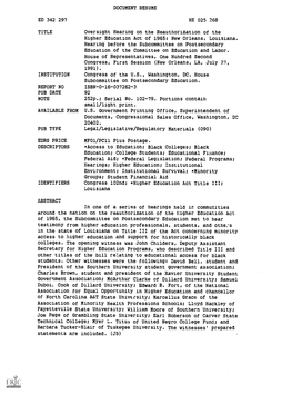 DOCUMENT RESUME ED 342 297 HE 025 268 TITLE Oversight