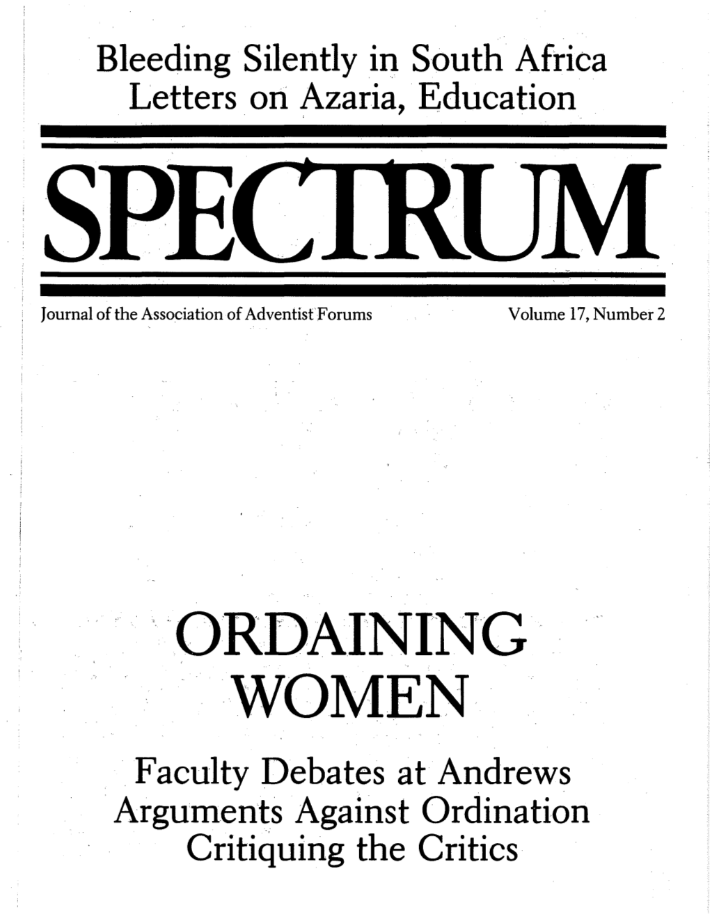 ···ORDAINING WOMEN Faculty Debates at Andrews