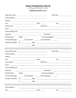 Wedding Information Form