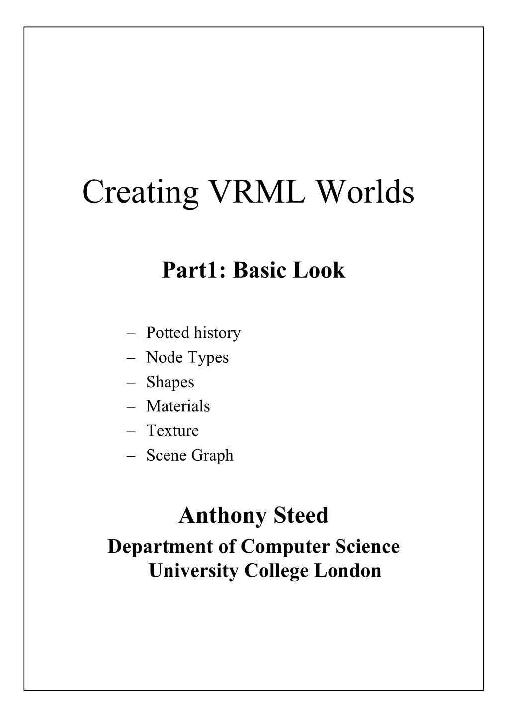 Creating VRML Worlds