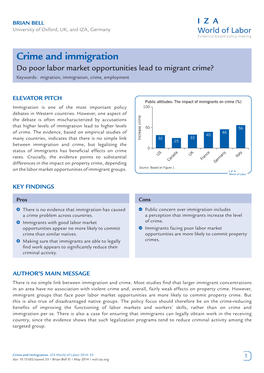 Crime and Immigration Do Poor Labor Market Opportunities Lead to Migrant Crime? Keywords: Migration, Immigration, Crime, Employment