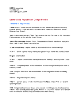 Democratic Republic of Congo Profile