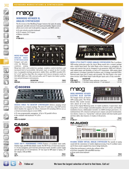 Minimoog Voyager Xl Analog Synthesizer We Have the Largest Selection of Hard to Find Items. Call
