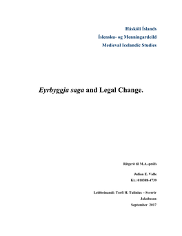 Eyrbyggja Saga and Legal Change