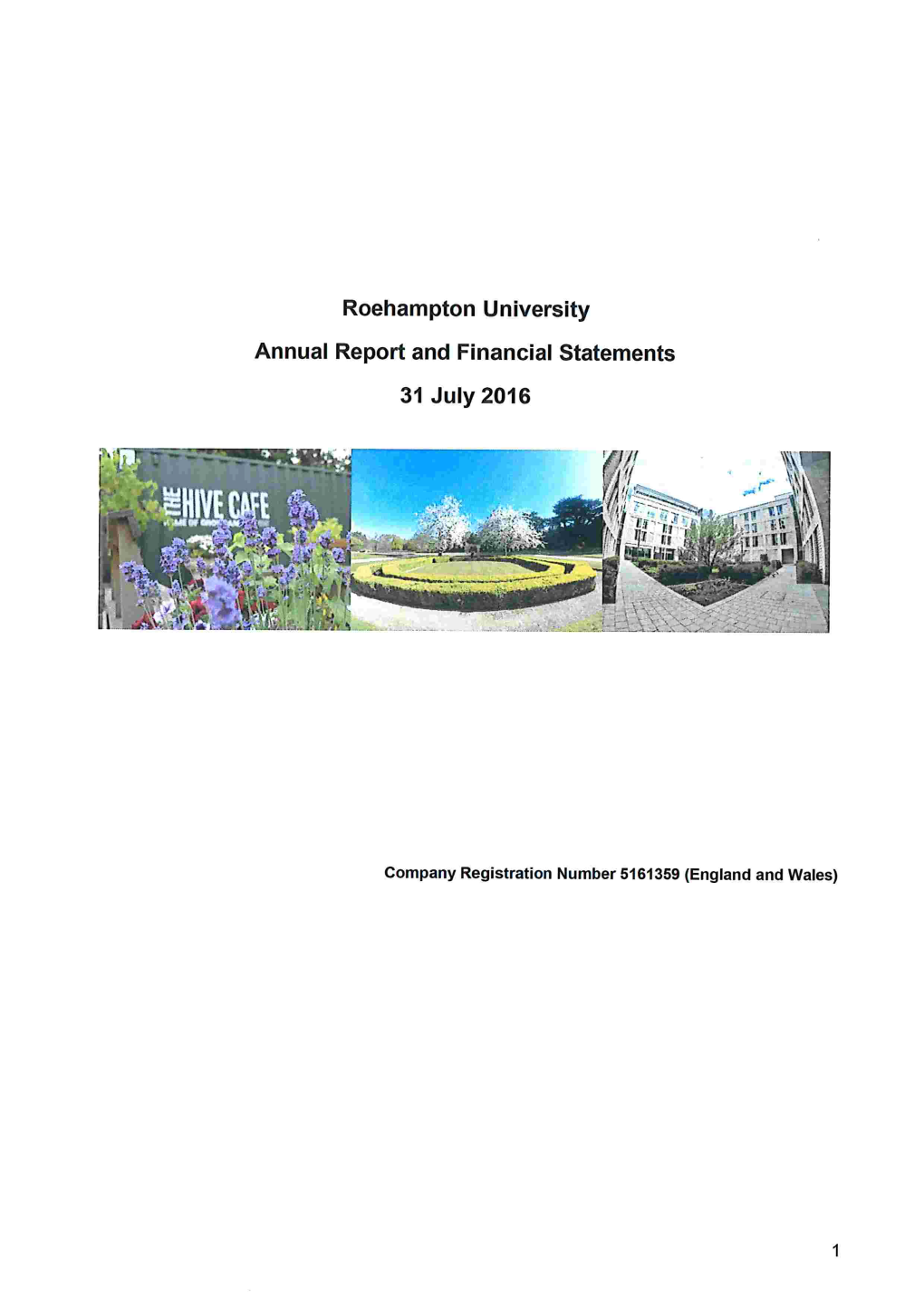 Roehampton University Annual Report and Financial Statements 31 July 2016