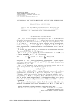 On Operator-Valued Fourier Multiplier Theorems 1