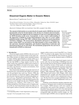 Dissolved Organic Matter in Oceanic Waters