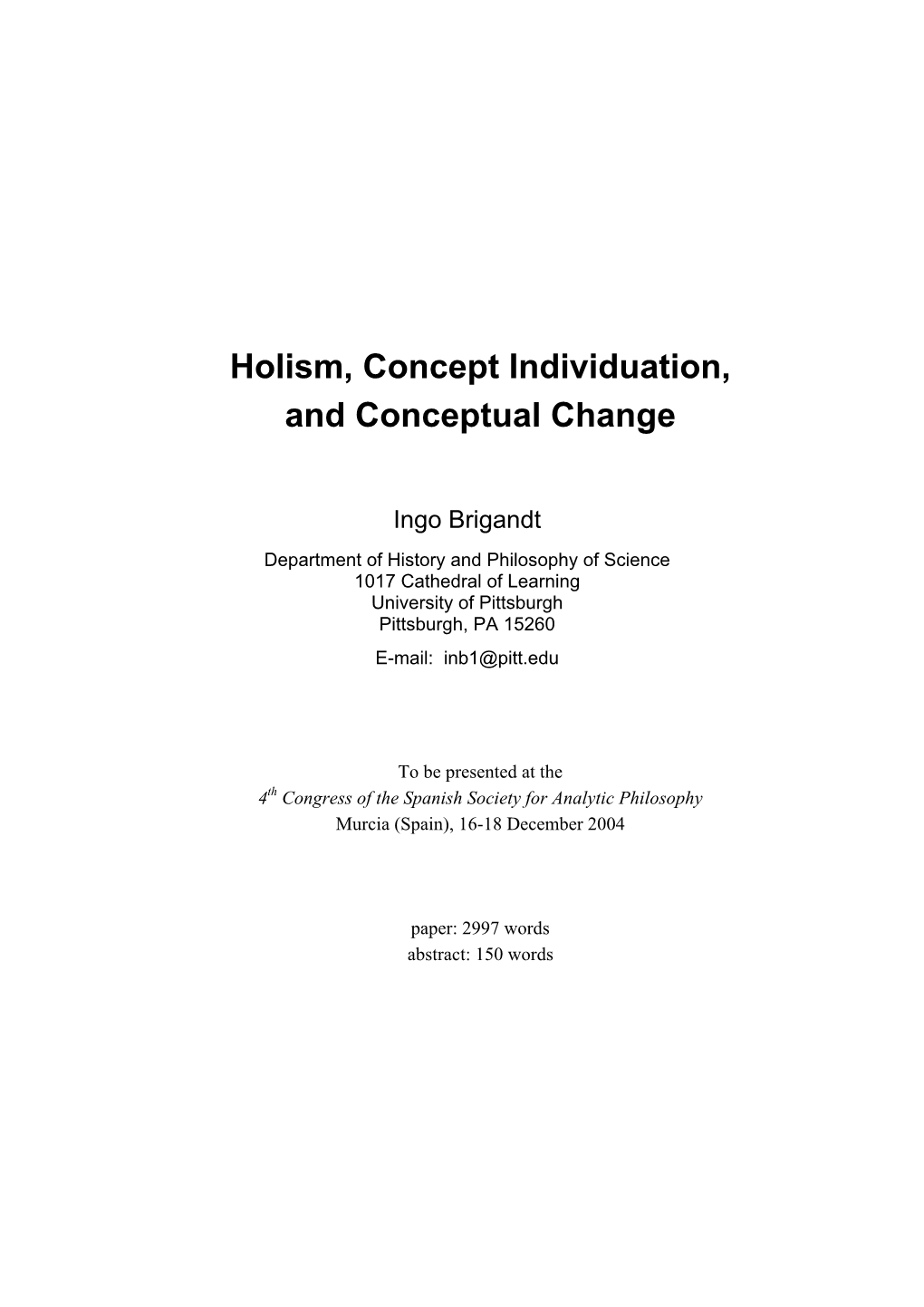 Holism, Concept Individuation, and Conceptual Change