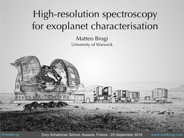 High Resolution Spectroscopy for Exoplanet Characterisation I (M.Brogi)