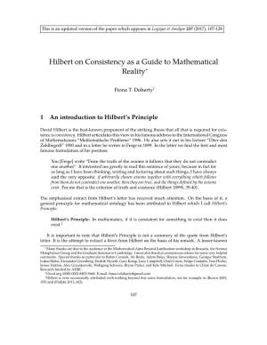 Hilbert on Consistency As a Guide to Mathematical Reality∗