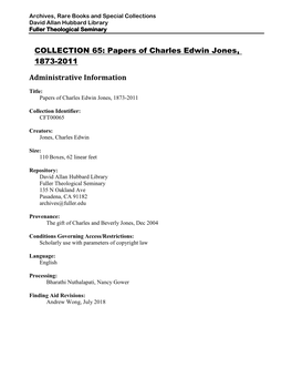 Finding Aid for Charles Jones Collection