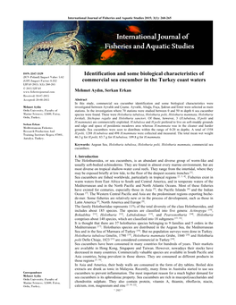 Identification and Some Biological Characteristics of Commercial Sea