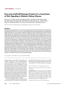 Four-And-A-Half LIM Domains Protein 2 Is a Coactivator of Wnt Signaling in Diabetic Kidney Disease