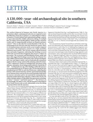 A 130,000-Year-Old Archaeological Site in Southern California, USA Steven R