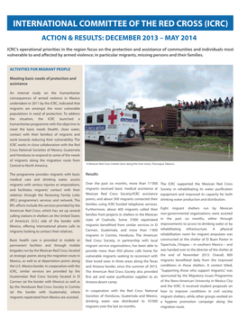 Icrc) Action & Results: December 2013 – May 2014