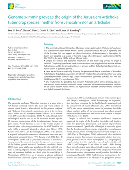 Genome Skimming Reveals the Origin of the Jerusalem Artichoke Tuber Crop Species: Neither from Jerusalem Nor an Artichoke