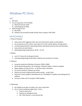 Windows PC Clinic