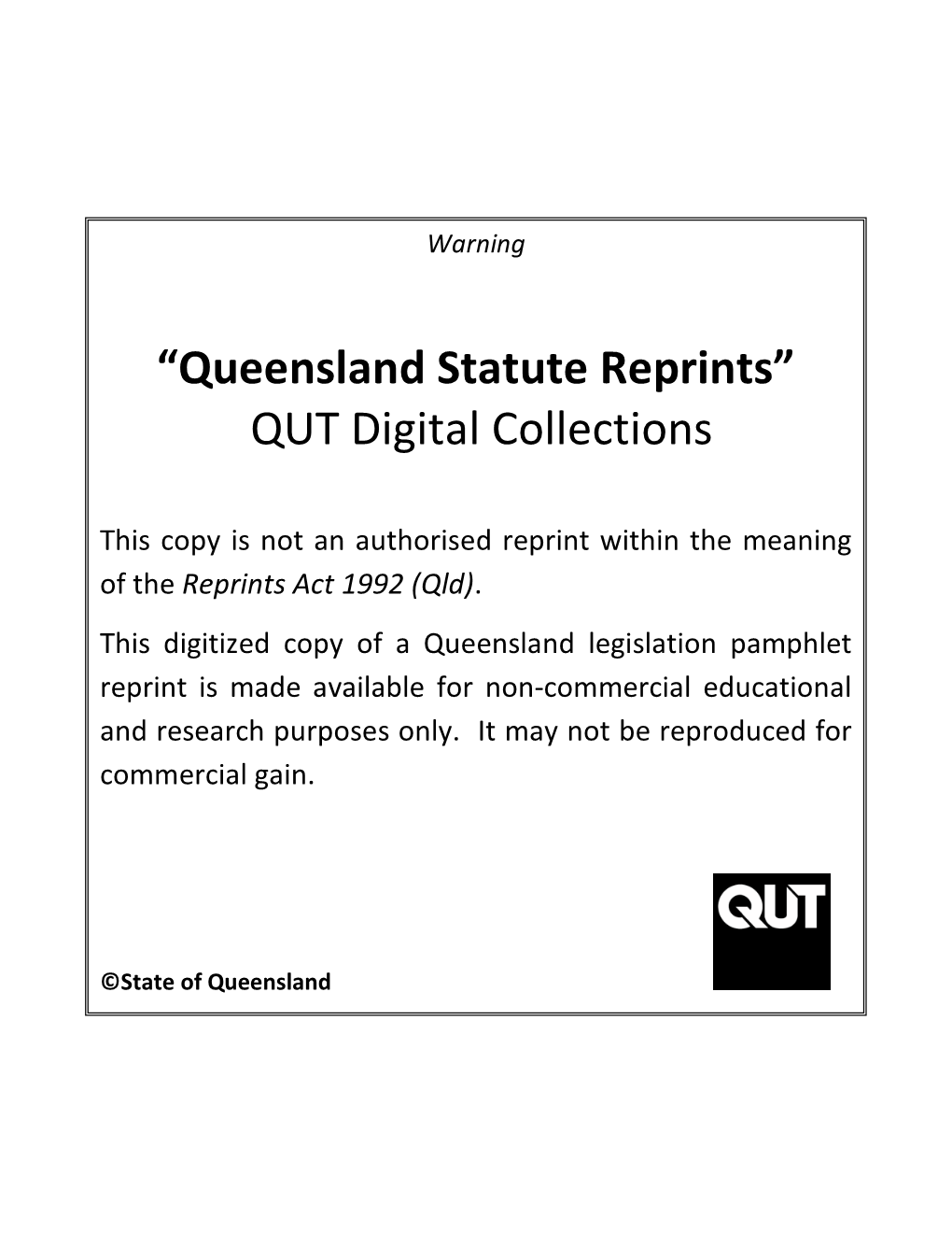 (Flood Mitigation Works Approval) Act of 1952 Queensland Reprint