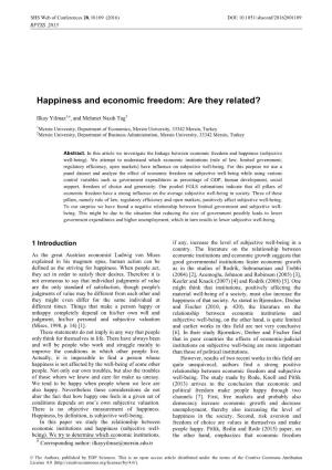 Happiness and Economic Freedom: Are They Related?