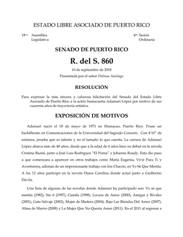 R. Del S. 860 10 De Septiembre De 2018 Presentada Por El Señor Dalmau Santiago