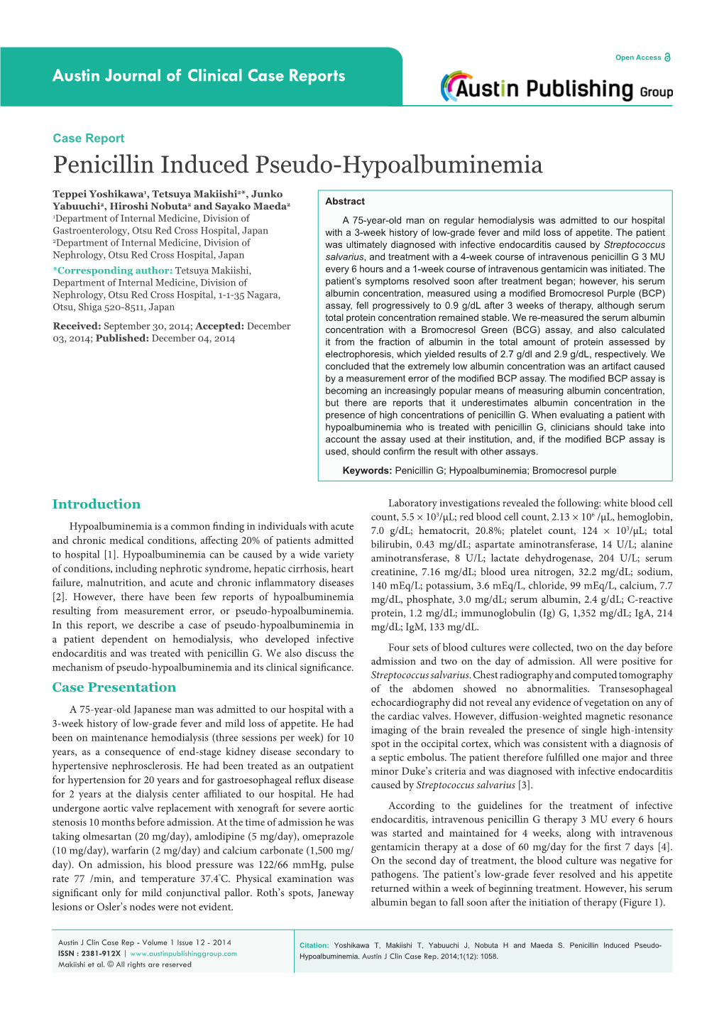 Penicillin Induced Pseudo-Hypoalbuminemia