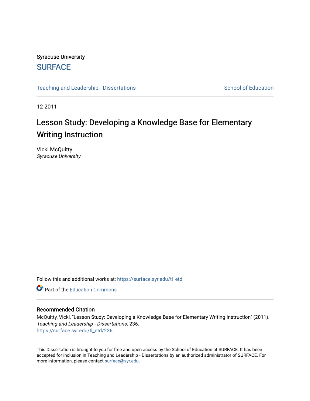 Developing a Knowledge Base for Elementary Writing Instruction