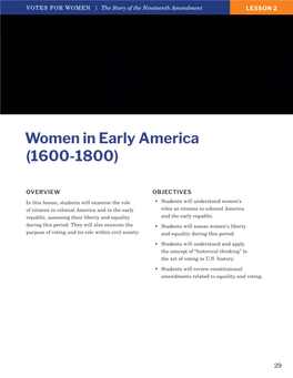 Women in Early America (1600-1800)