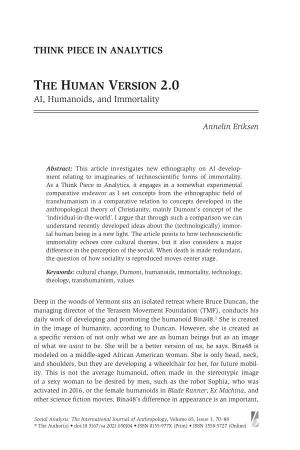 The Human Version 2.0 AI, Humanoids, and Immortality