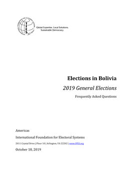 IFES Faqs on Elections in Bolivia: 2019 General Elections