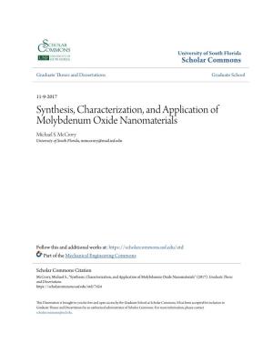 Synthesis, Characterization, and Application of Molybdenum Oxide Nanomaterials Michael S