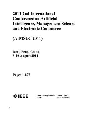 2011 2Nd International Conference on Artificial Intelligence, Management Science and Electronic Commerce
