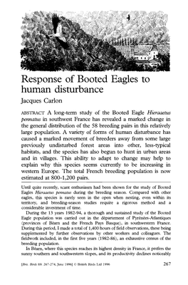Response of Booted Eagles to Human Disturbance Jacques Carlon