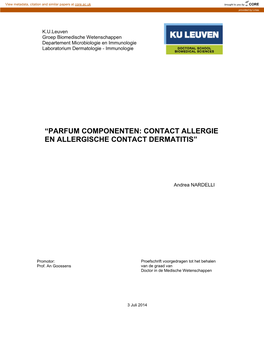 Parfum Componenten: Contact Allergie En Allergische Contact Dermatitis”