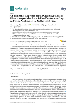 A Sustainable Approach for the Green Synthesis of Silver Nanoparticles from Solibacillus Isronensis Sp