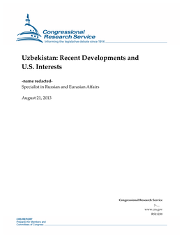 Uzbekistan: Recent Developments and U.S