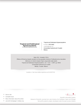 Redalyc.Effects of Dinarmus Basalis (Rendani) on the Population Density