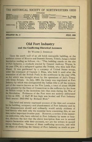 Old Fort Industry and the Conflicting Historical Accounts GLENN DANFORD BRADLEY by WALTER J
