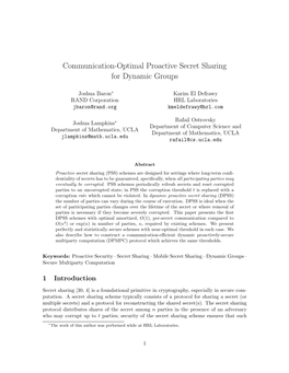 Communication-Optimal Proactive Secret Sharing for Dynamic Groups
