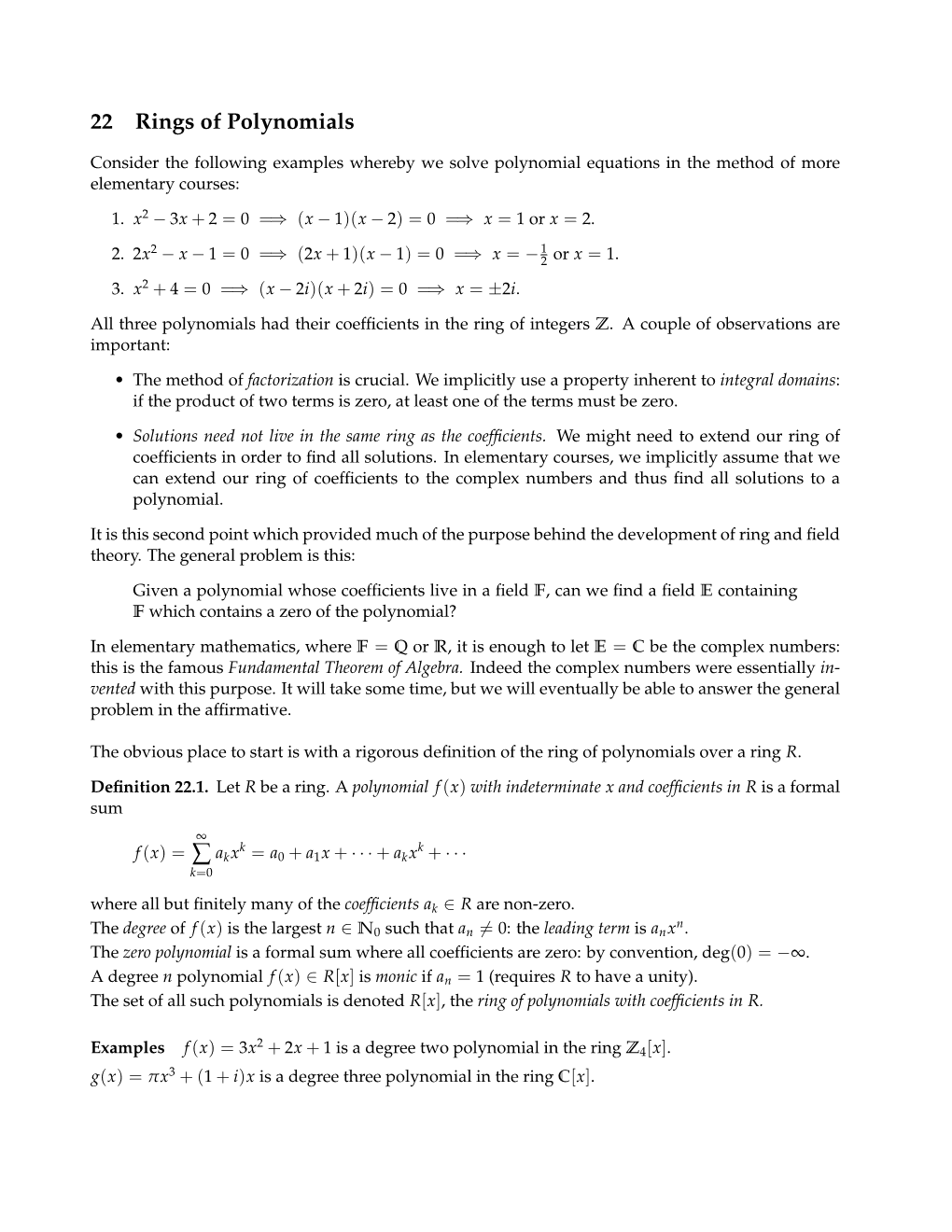 22 Rings of Polynomials