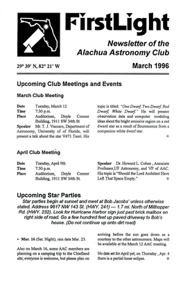 Firstlight Newsletter of the Alachua Astronomy Club