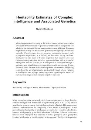 Heritability Estimates of Complex Intelligence and Associated Genetics