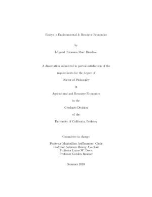 Essays in Environmental & Resource Economics by Léopold Temoana