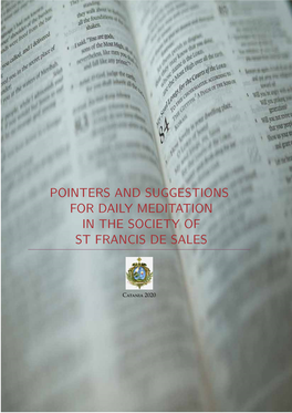 Pointers and Suggestions for Daily Meditation in the Society of St Francis De Sales
