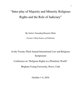 “Inter-Play of Majority and Minority Religious Rights and the Role of Judiciary”